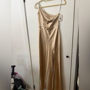 NWT Birdy Grey Kensie Shiny Gold Satin Dress
